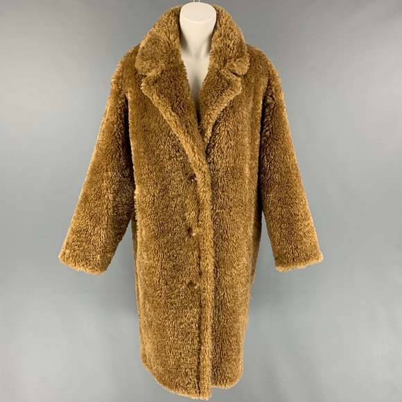 STAND STUDIO Jackets & Blazers - STAND STUDIO Tan Polyamide Textured Faux Fur Anika Coat